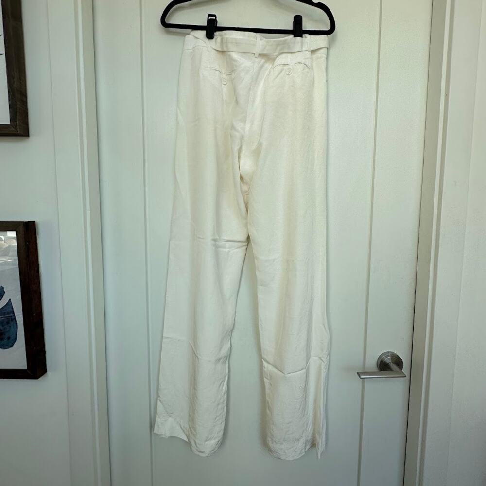 ATM White Pleated Wide Leg Pants Size 10 - Picture 3 of 12